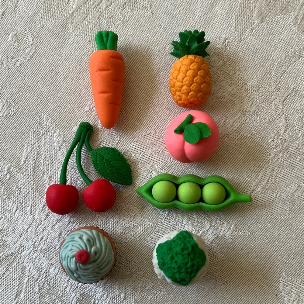 Japan Rubber Collectible Colorful Fruit and Vegetable Eraser Kids Toys Set - Picture 1 of 12